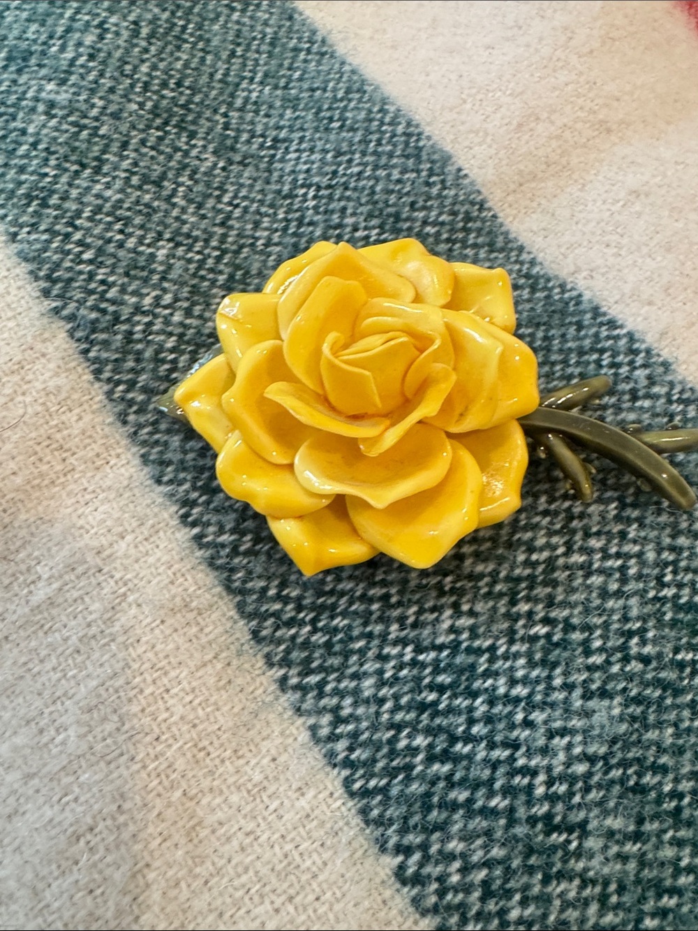 Vintage Yellow Rose Brooch